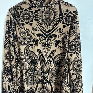 SHEIN Black Floral Patterned Cowl Neck Sweater